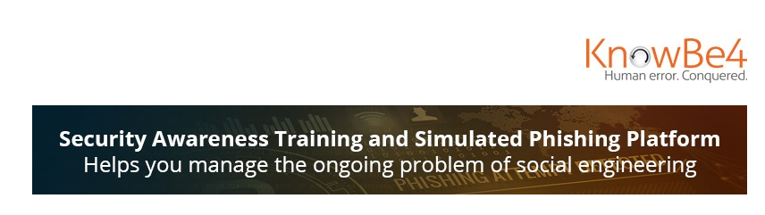 KnowBe4 cybersecurity awareness training banner